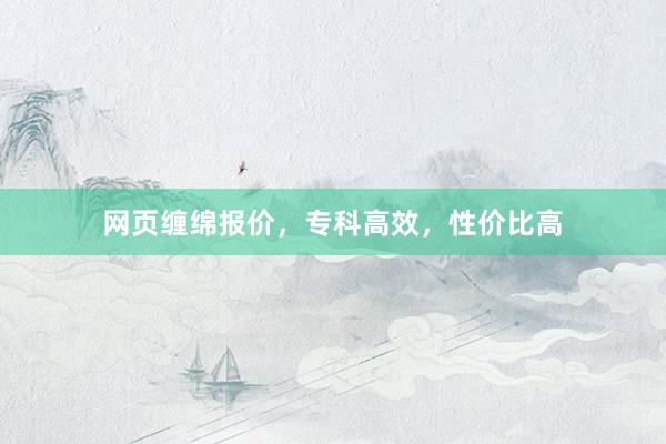 网页缠绵报价，专科高效，性价比高
